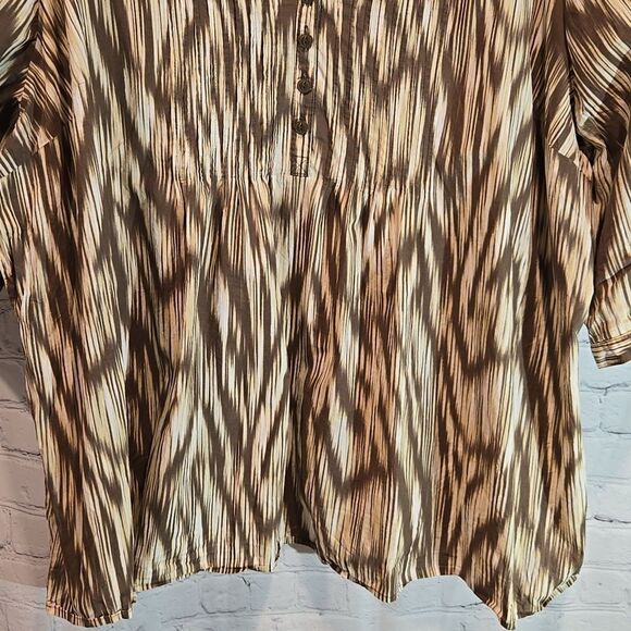 Catherines plus size 3X cotton brown top - Picture 3 of 9